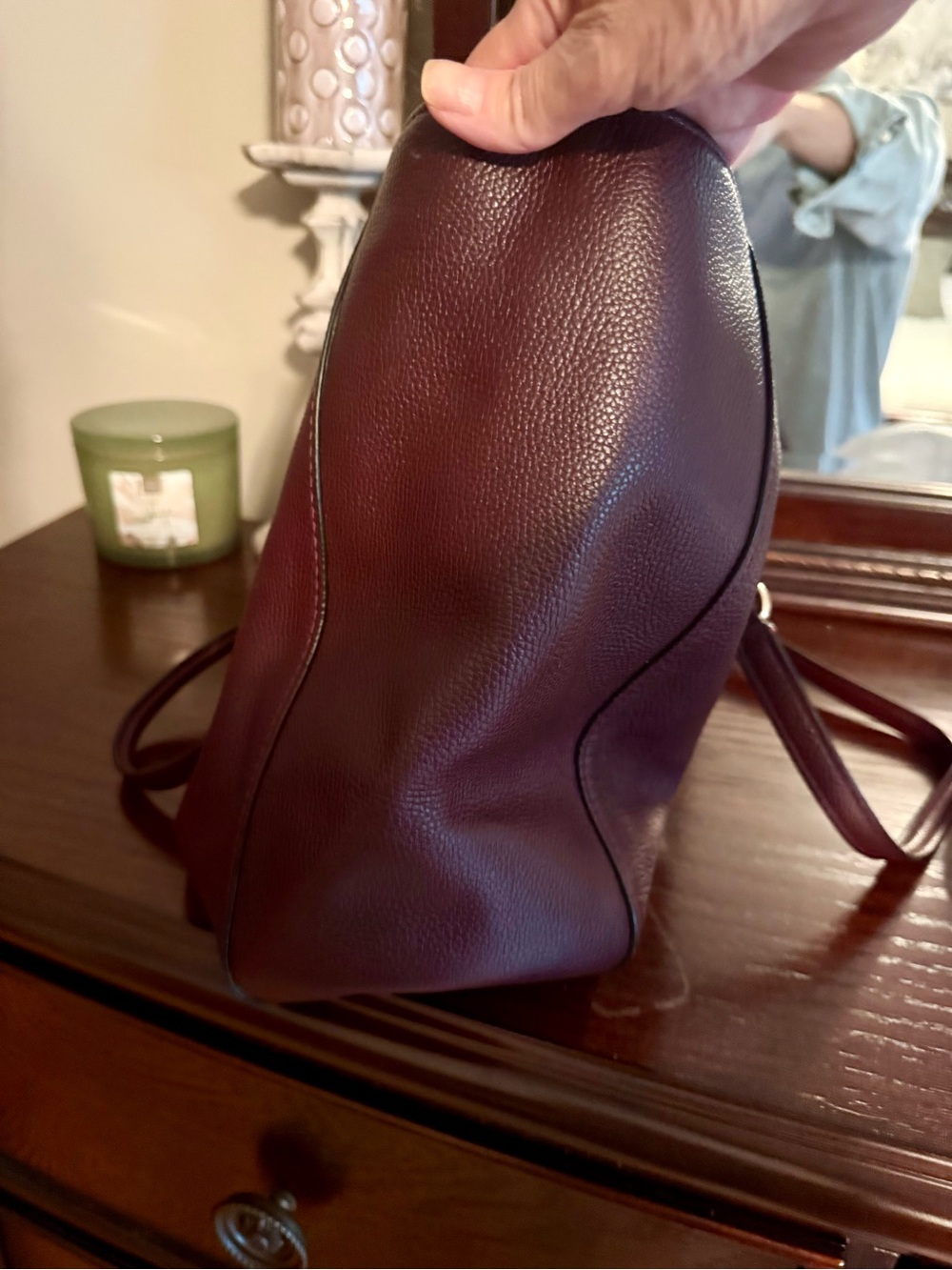 Coach Pebbled Leather Tote in gorgeous Burgundy with Gold Hardware - Picture 7 of 9